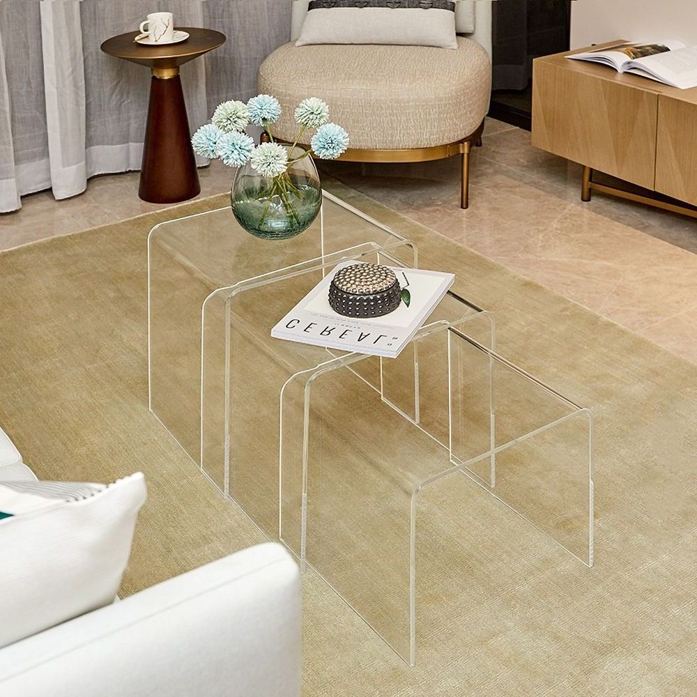 Newest Clear Acrylic Coffee Tables Regarding Acrylic Modern Nesting Coffee Table Clear Rectangular  (View 3 of 20)
