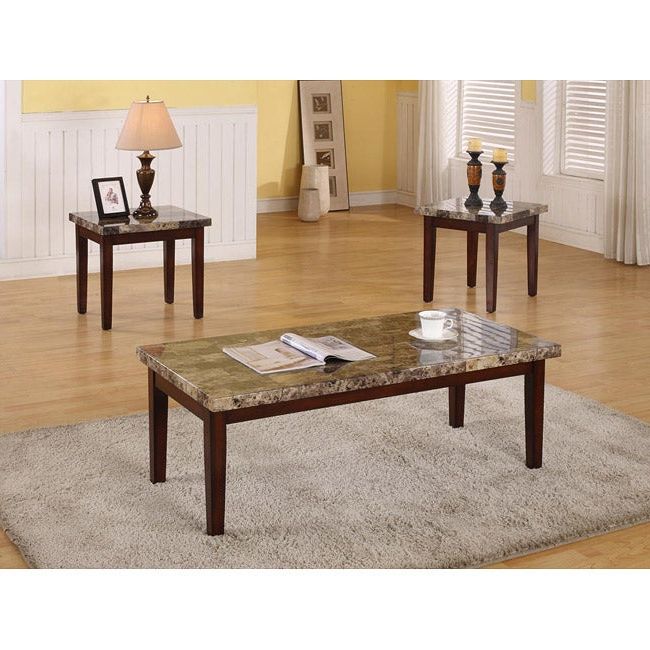 Newest Faux Marble Coffee Tables Throughout Dark Faux Marble 3 Piece Coffee Table Set –  (View 16 of 20)