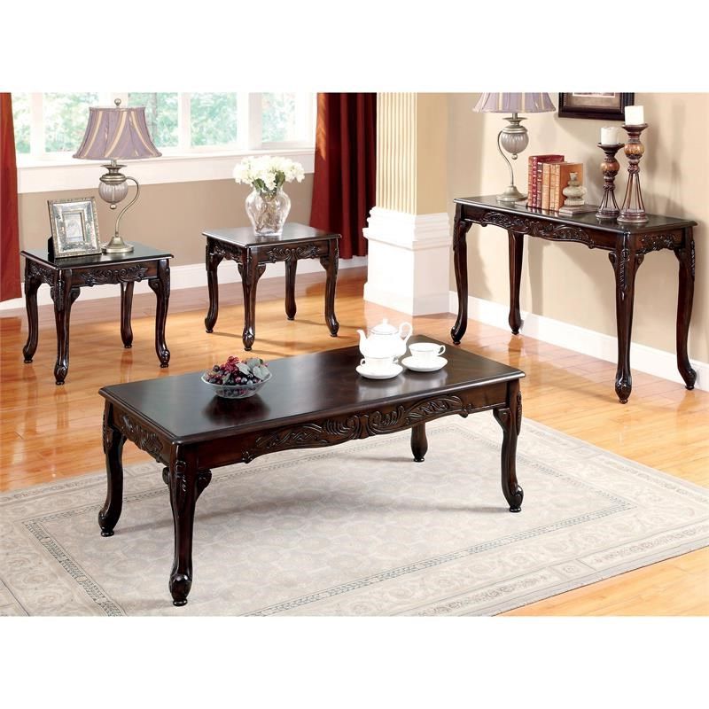 Newest Heartwood Cherry Wood Coffee Tables In Furniture Of America Alice 3 Piece Wood Coffee Table Set (Gallery 18 of 20)
