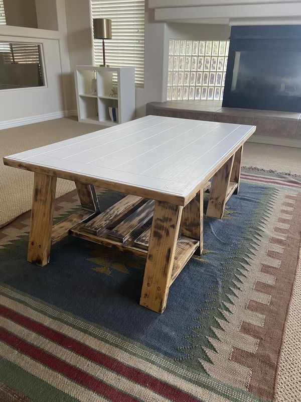 Newest Oceanside White Washed Coffee Tables Inside Boho White Washed Coffee Table For Sale In Peoria, Az (View 2 of 20)
