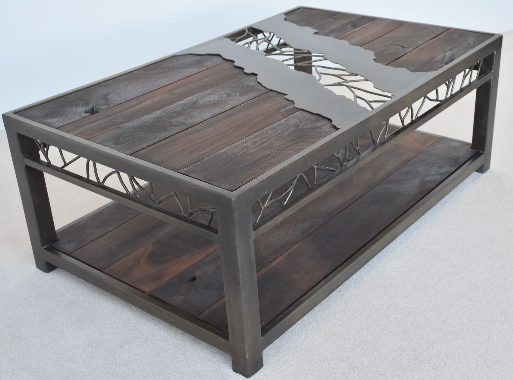 Nollette Metal Works :: Rustic Walnut And Oxidized Metal With 2019 Oxidized Coffee Tables (View 8 of 20)