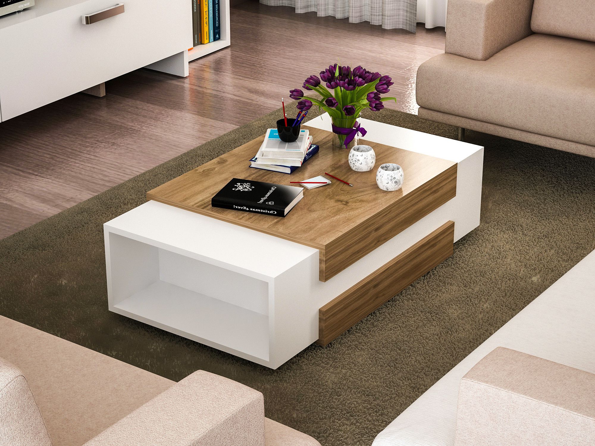 Nora – White, Walnut Coffee Table (Gallery 20 of 20)
