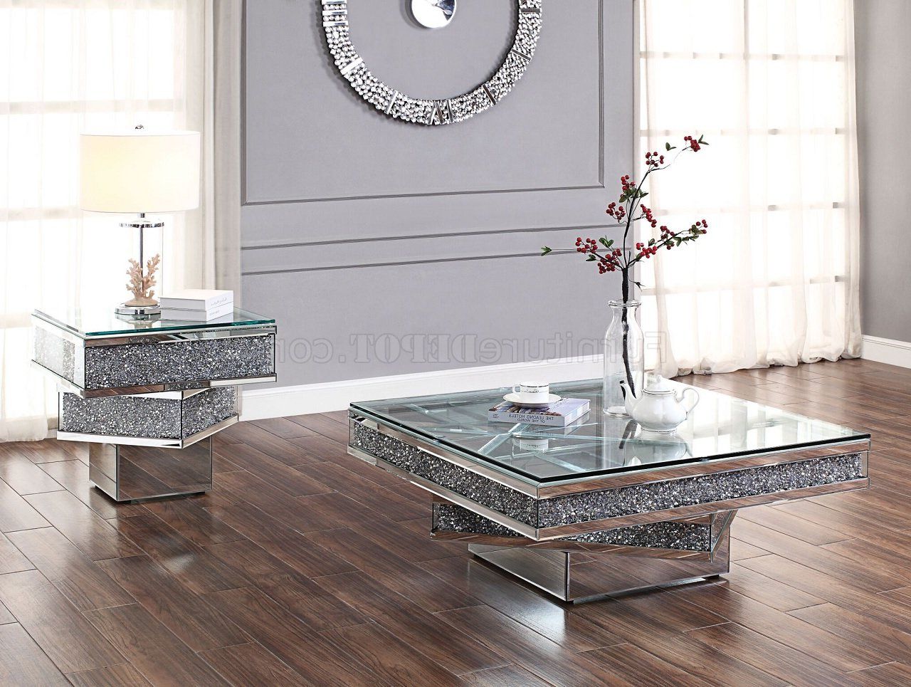 Noralie Coffee Table 81465 In Mirroracme W/options With Regard To Newest Mirrored Modern Coffee Tables (View 16 of 20)