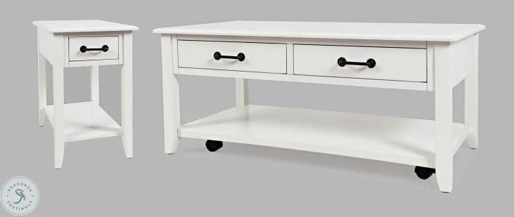 North Fork Country White 2 Drawer Cocktail Table From With Most Popular 2 Drawer Cocktail Tables (Gallery 15 of 20)