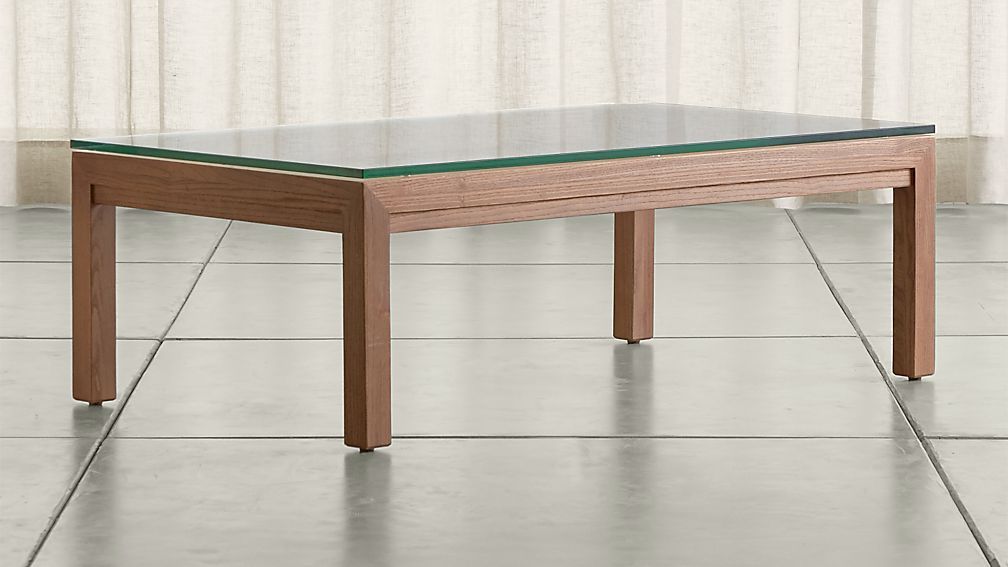 Parsons Clear Glass Top/ Elm Base 48x28 Small Rectangular Throughout Well Liked Rectangular Glass Top Coffee Tables (Gallery 9 of 20)