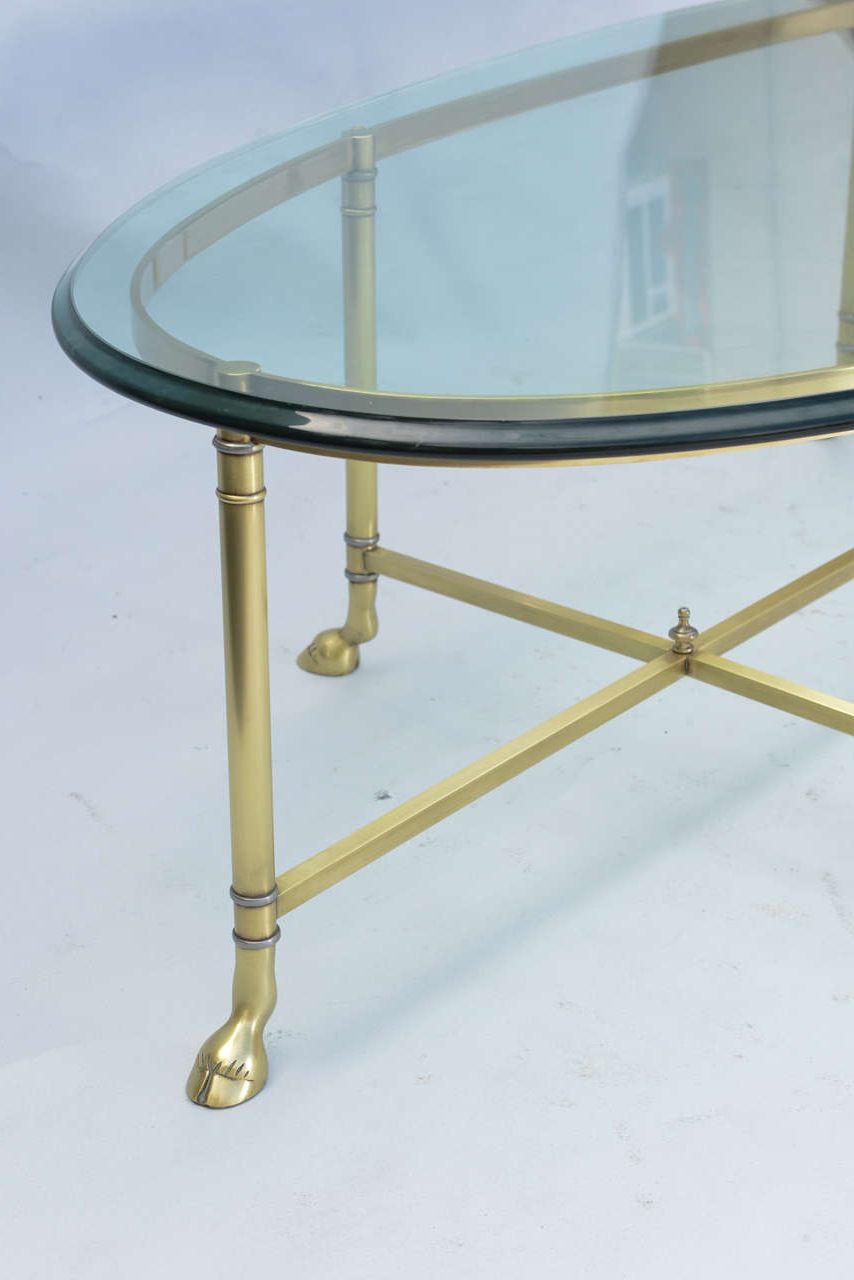 Polished Brass Cocktail Table With Oval Glass Top At 1stdibs With Current Glass And Gold Oval Coffee Tables (Gallery 17 of 20)