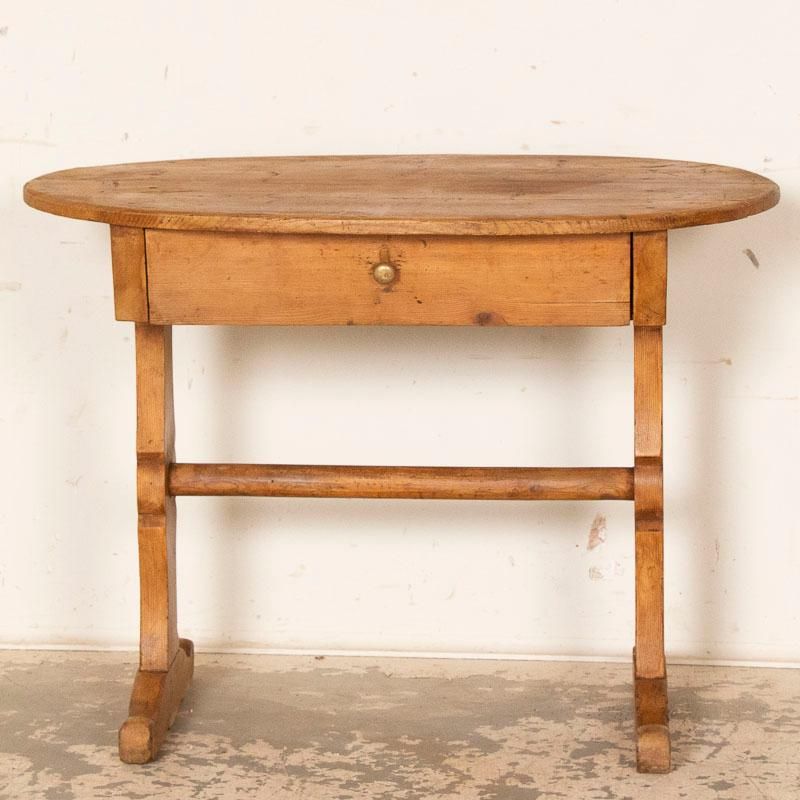 Popular 2 Drawer Oval Coffee Tables Intended For Antique Primitive Oval Pine Side Table With Single Drawer (View 8 of 20)