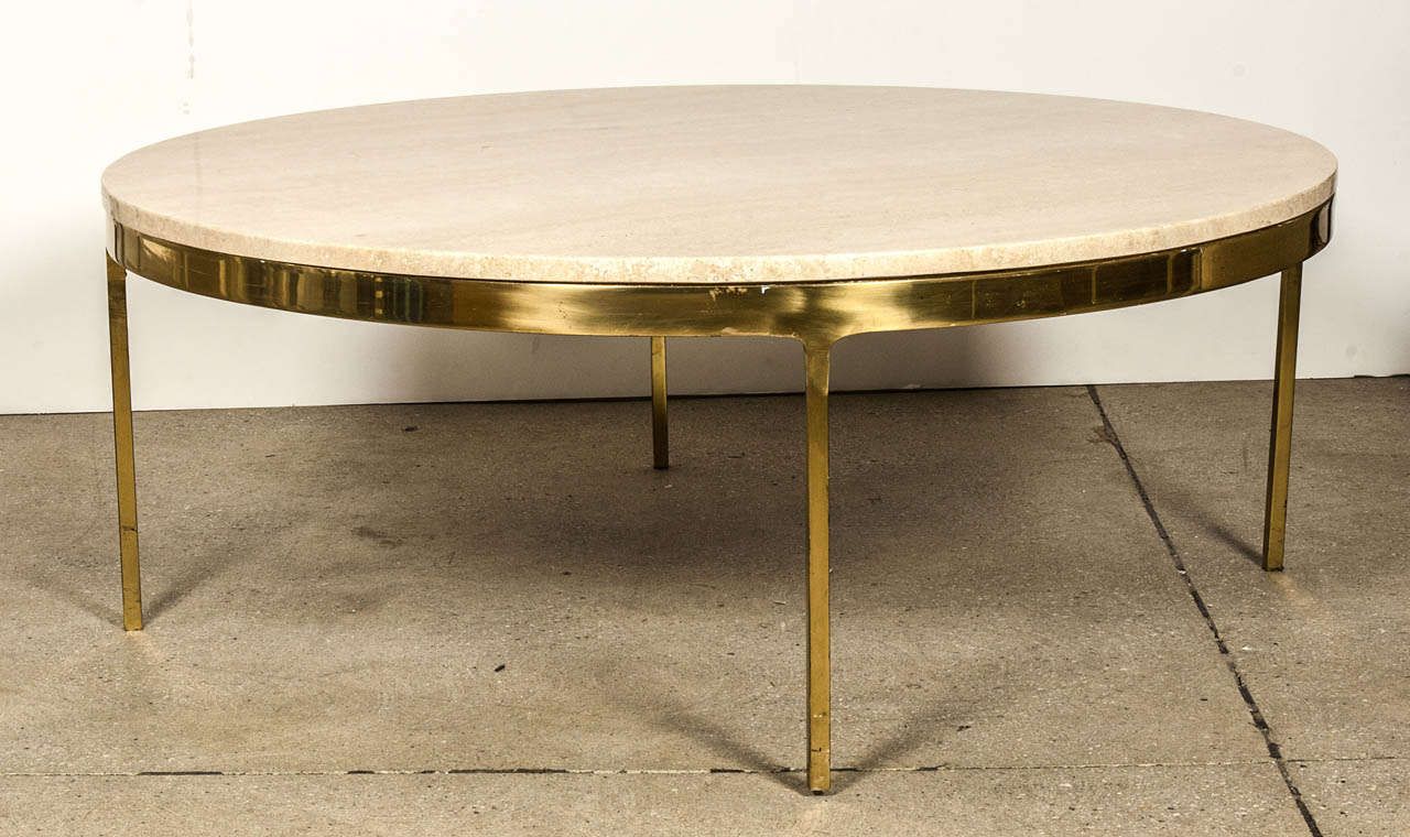 Popular Antique Brass Aluminum Round Coffee Tables With Regard To Brass And Travertine Round Coffee Tablenico Zographos (View 7 of 20)