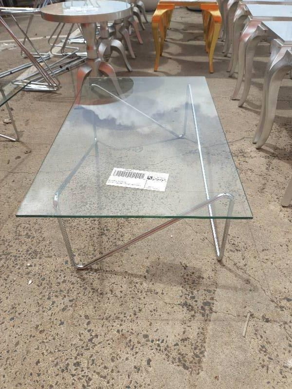Popular Chrome And Glass Rectangular Coffee Tables Intended For Ex Hire – Chrome & Glass Coffee Table Rectangle Sold As Is (View 6 of 20)
