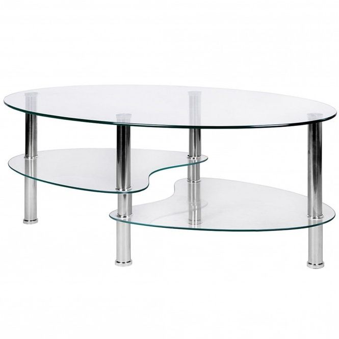 Popular Clear Coffee Tables Throughout Cara Oval Clear Glass Coffee Table (View 7 of 20)