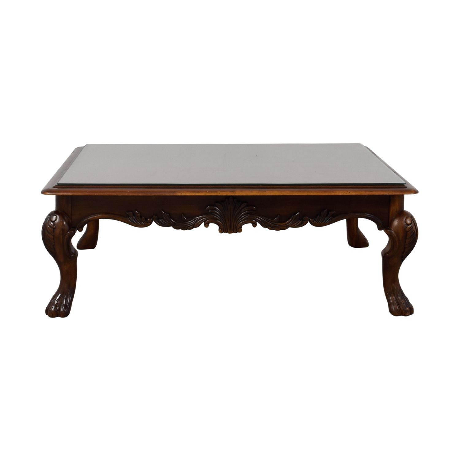 [%popular Espresso Wood And Glass Top Coffee Tables Pertaining To 75% Off – Rectangular Carved Wood Coffee Table With Glass|75% Off – Rectangular Carved Wood Coffee Table With Glass Inside Preferred Espresso Wood And Glass Top Coffee Tables%] (Gallery 18 of 20)