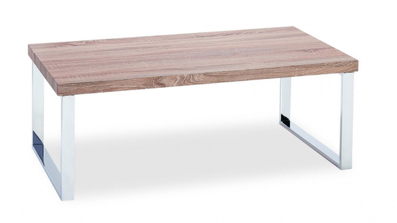 Popular Oak Wood And Metal Legs Coffee Tables Pertaining To Veneer Coffee Table With Stainless Steel Legs – Homegenies (Gallery 18 of 20)