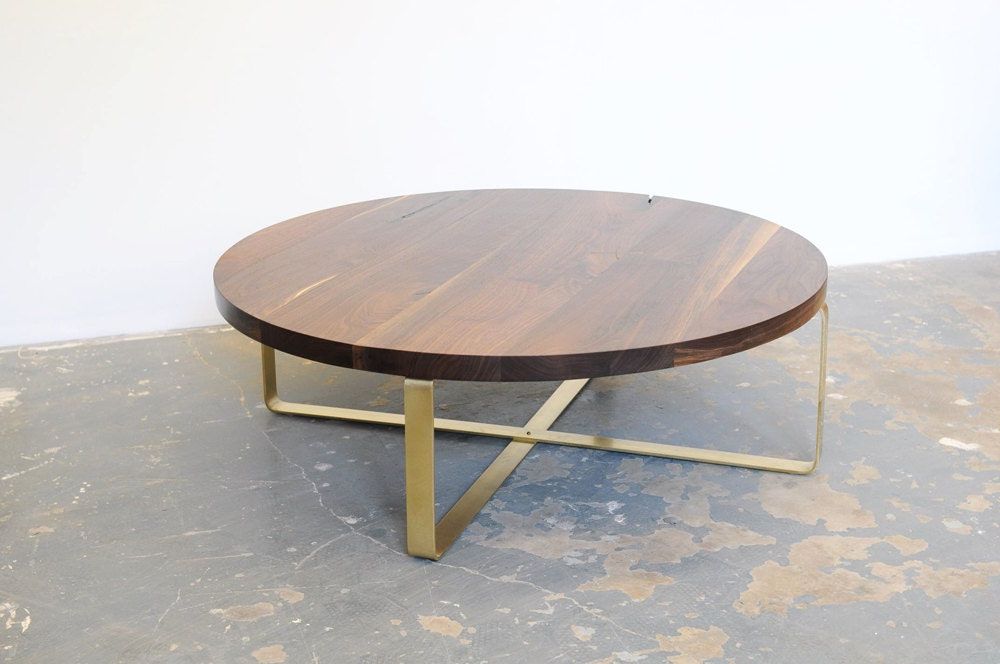 Popular Walnut Wood And Gold Metal Coffee Tables In Walnut Coffee Table Brass Base Round Top Black Walnut Free (View 9 of 20)