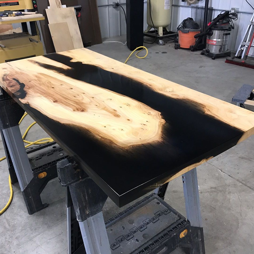 Popular Yellow And Black Coffee Tables With Regard To Coffee Tablephenomdesigns – Elm With Black Resin (Gallery 7 of 20)