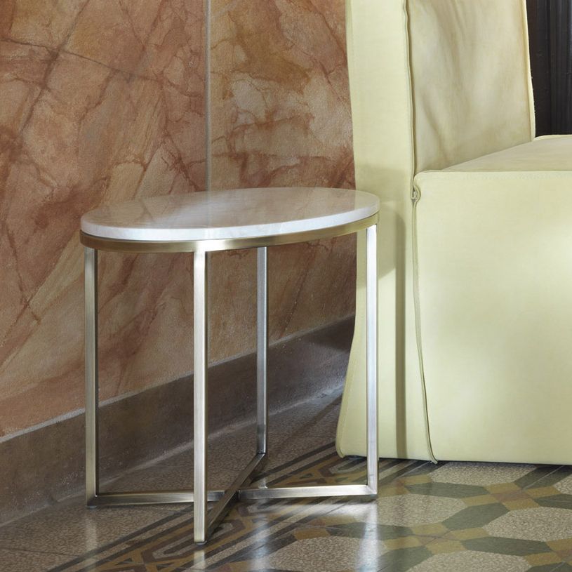 Porto Round Marble & Brass Side Table Inside Current Cream And Gold Coffee Tables (View 5 of 20)