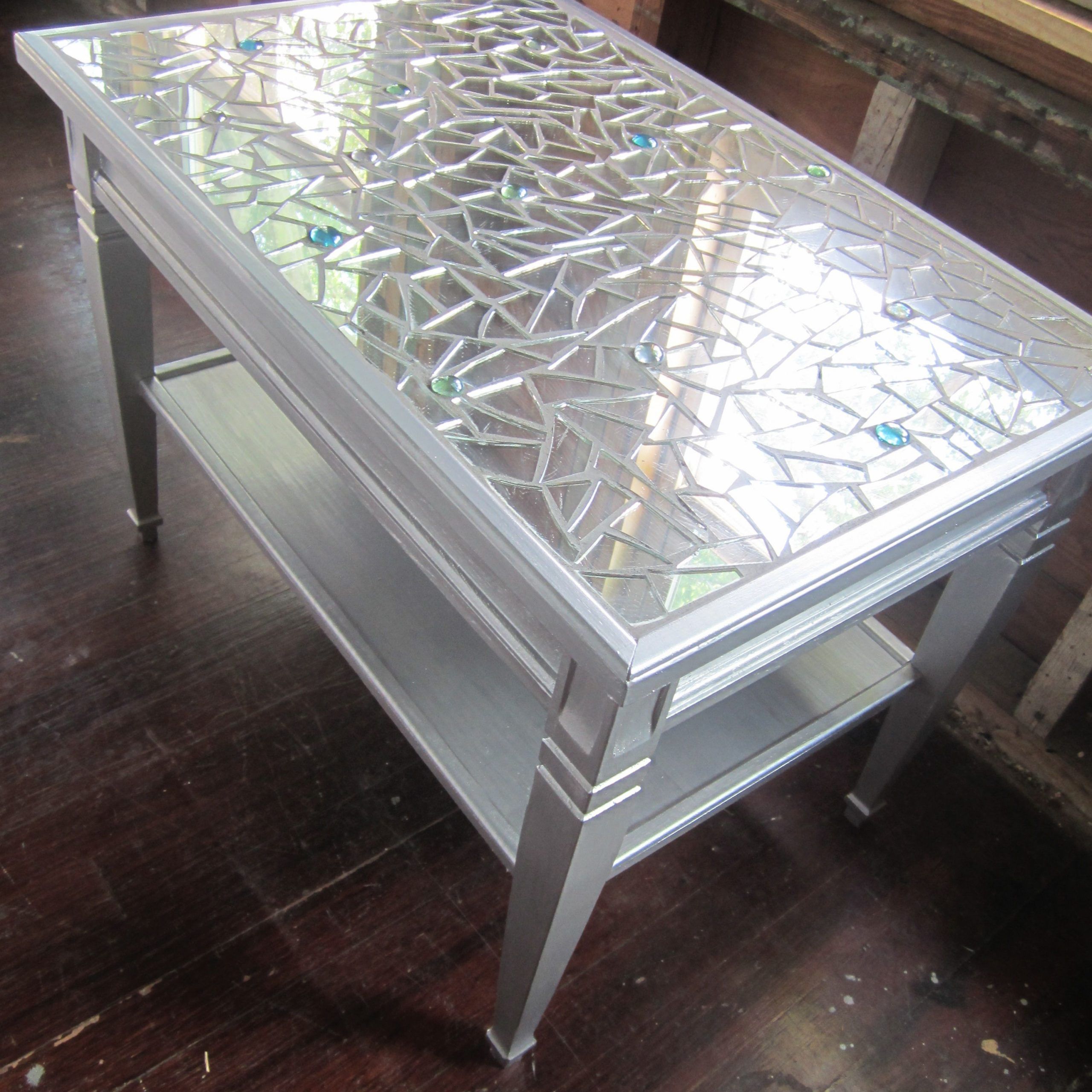 Preferred Antique Silver Metal Coffee Tables Throughout Mosaic Mirror Metallic Silver Coffee Table Or Side Table (Gallery 14 of 20)