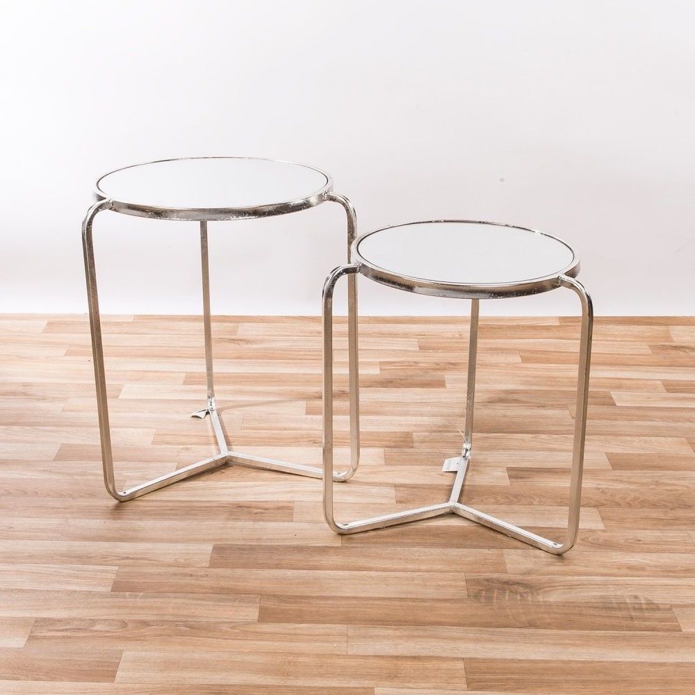 Preferred Leaf Round Coffee Tables For Contemporary Silver Leaf Metal Round Nest Of 2 Side Coffee (View 16 of 20)