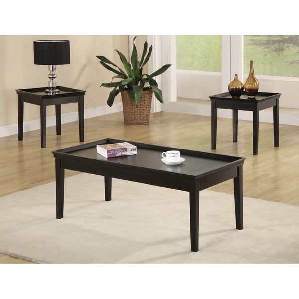 Preferred Natural And Black Cocktail Tables Throughout 3 Piece Black Cocktail And End Table Set – Free Shipping (Gallery 19 of 20)