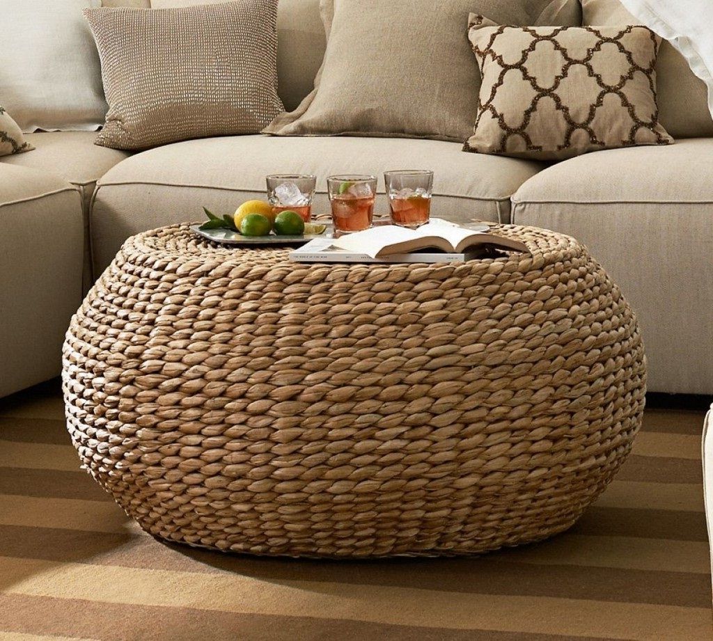 Preferred Wicker Coffee Tables In Round Rattan Ottoman Coffee Table • Display Cabinet (Gallery 3 of 20)