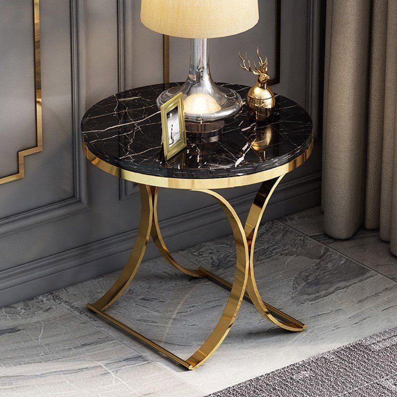 Recent Black And Gold Coffee Tables Inside Luxury Modern Luxurious Round Black / White Faux Marble (View 14 of 20)