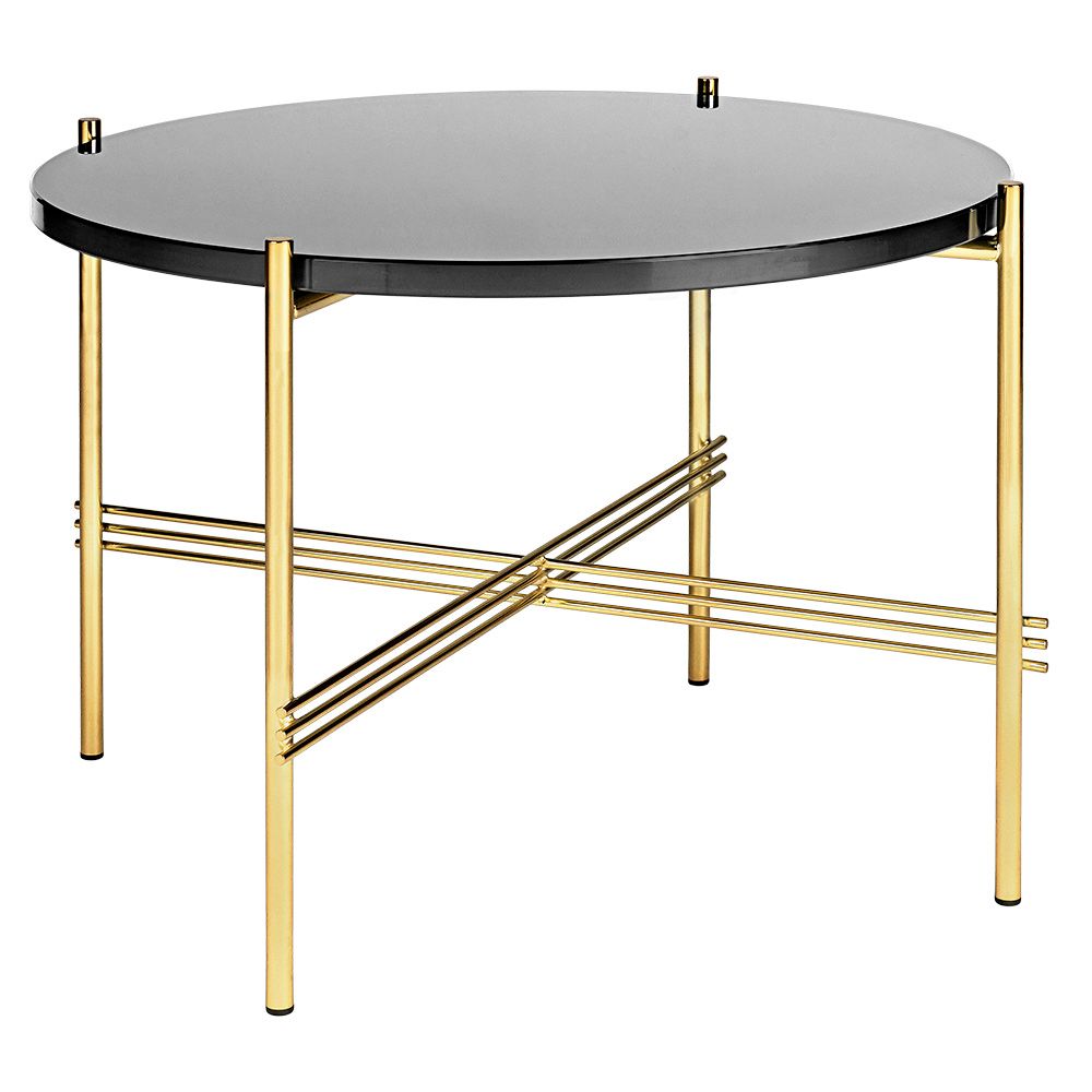 Recent Black Round Glass Top Cocktail Tables Pertaining To Ts Round Coffee Table Small – Graphite Black Glass, Brass (Gallery 7 of 20)