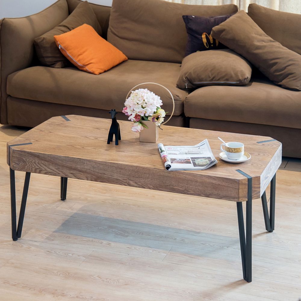 Recent Brown Wood And Steel Plate Coffee Tables Within Living Room Coffee Table, Modern Solid Wood Coffee Table (Gallery 12 of 20)