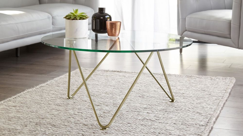 Recent Glass And Gold Coffee Tables Intended For Round Glass + Gold Coffee Table – Glass + Brass Coffee Table (Gallery 16 of 20)