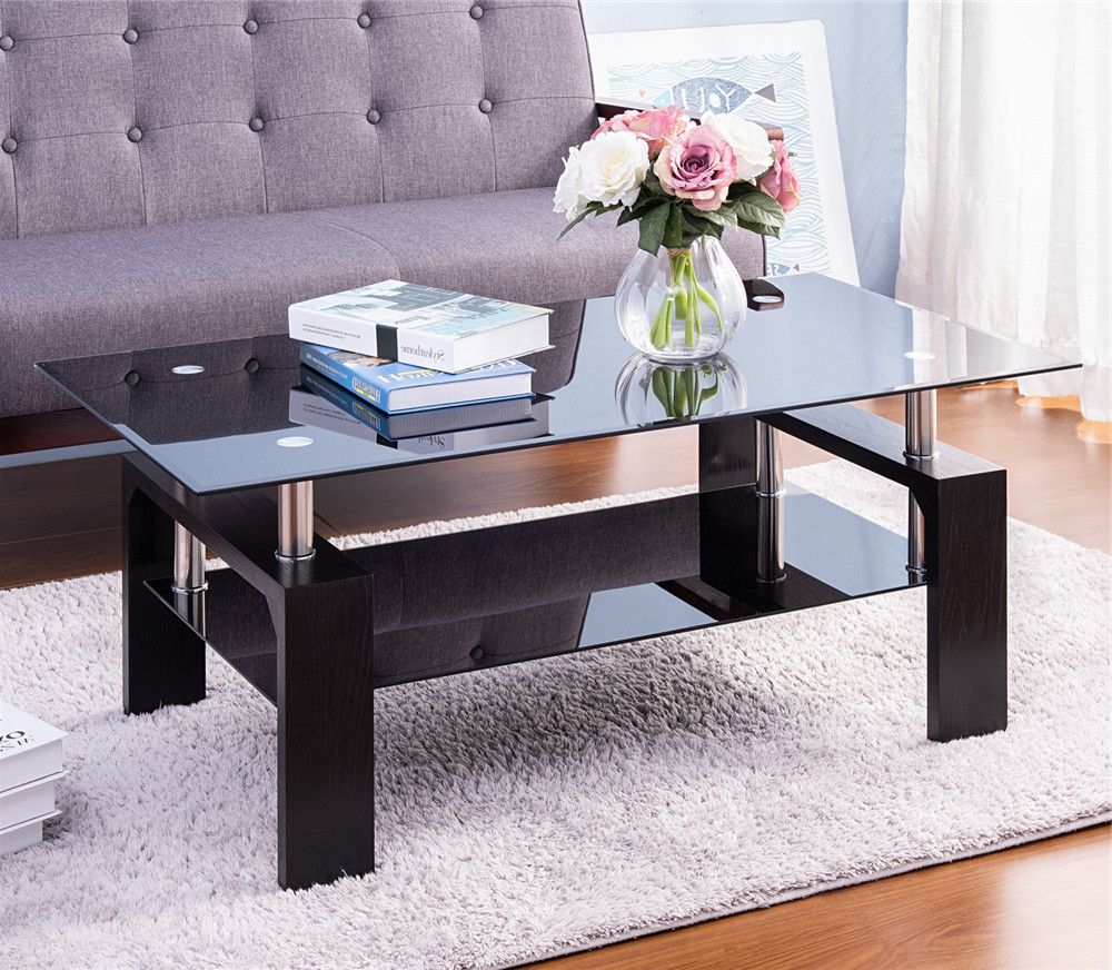 Recent Glass And Pewter Coffee Tables Intended For Glass Coffee Table With Rectangular Tabletop Metal Leg (View 9 of 20)
