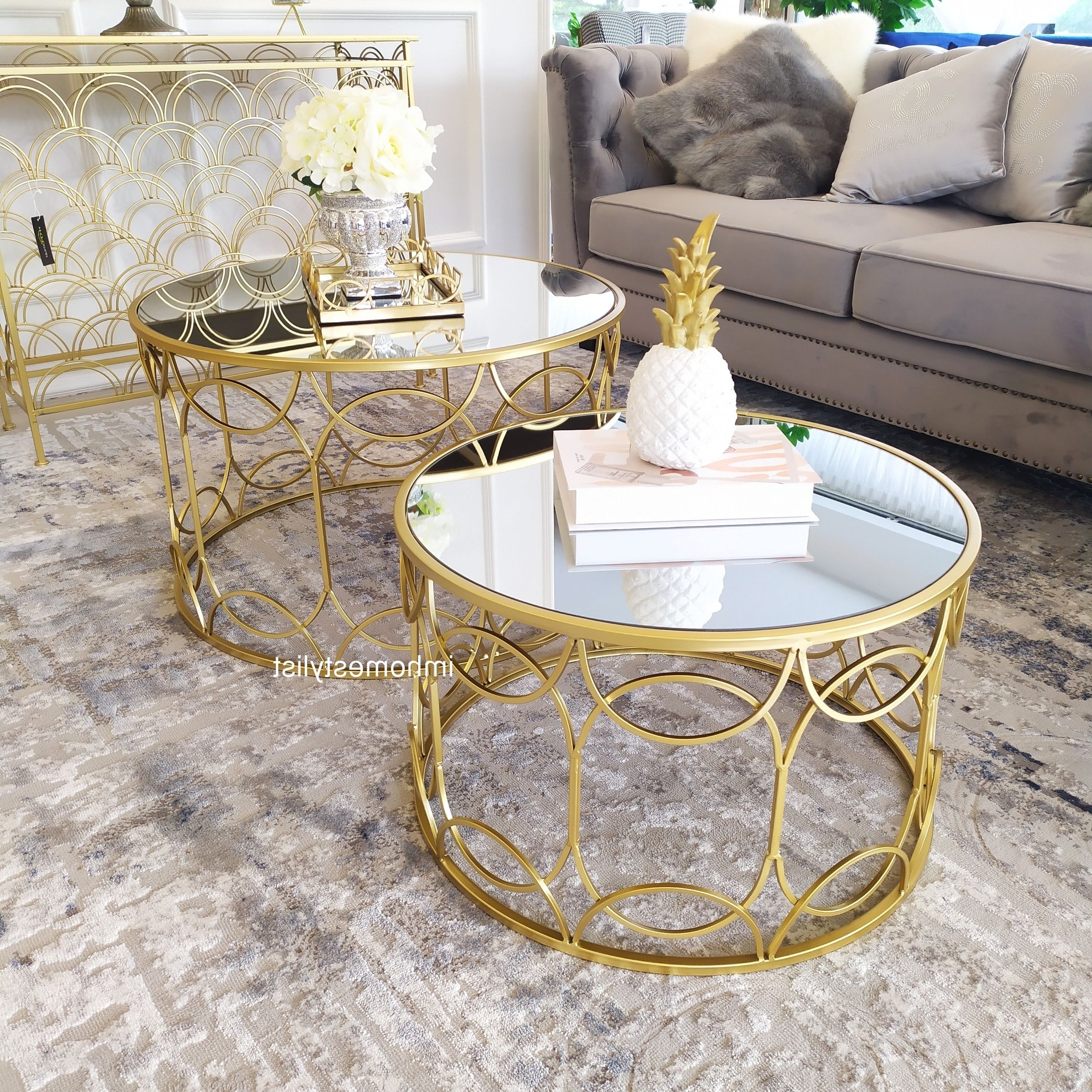 Recent Gold Coffee Tables Throughout Citterio Gold Round Coffee Table (set) – Imhomestylist (View 7 of 20)