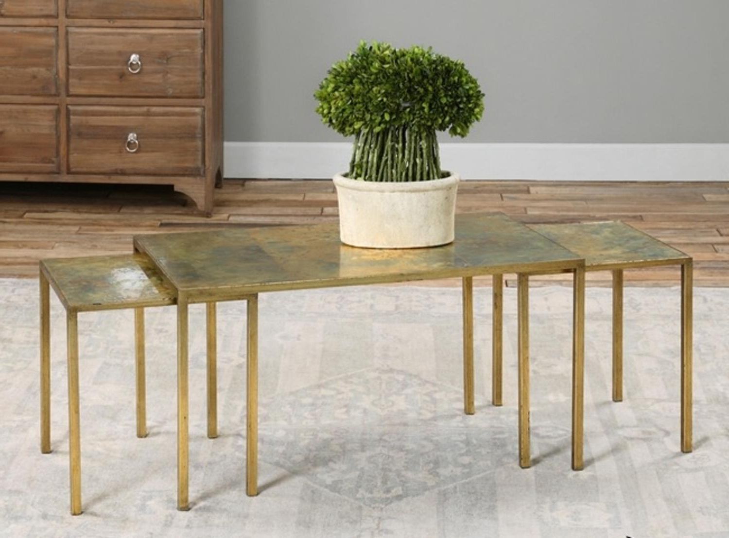 Recent Oxidized Coffee Tables Throughout Set Of 3 Copper Oxidized Nesting Coffee Table  (View 16 of 20)