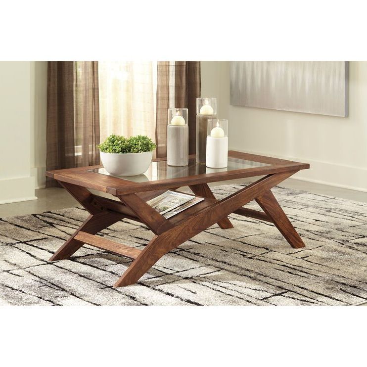 Recent Pecan Brown Triangular Coffee Tables Intended For Charzine Brown Rectangular Coffee Table (View 15 of 20)