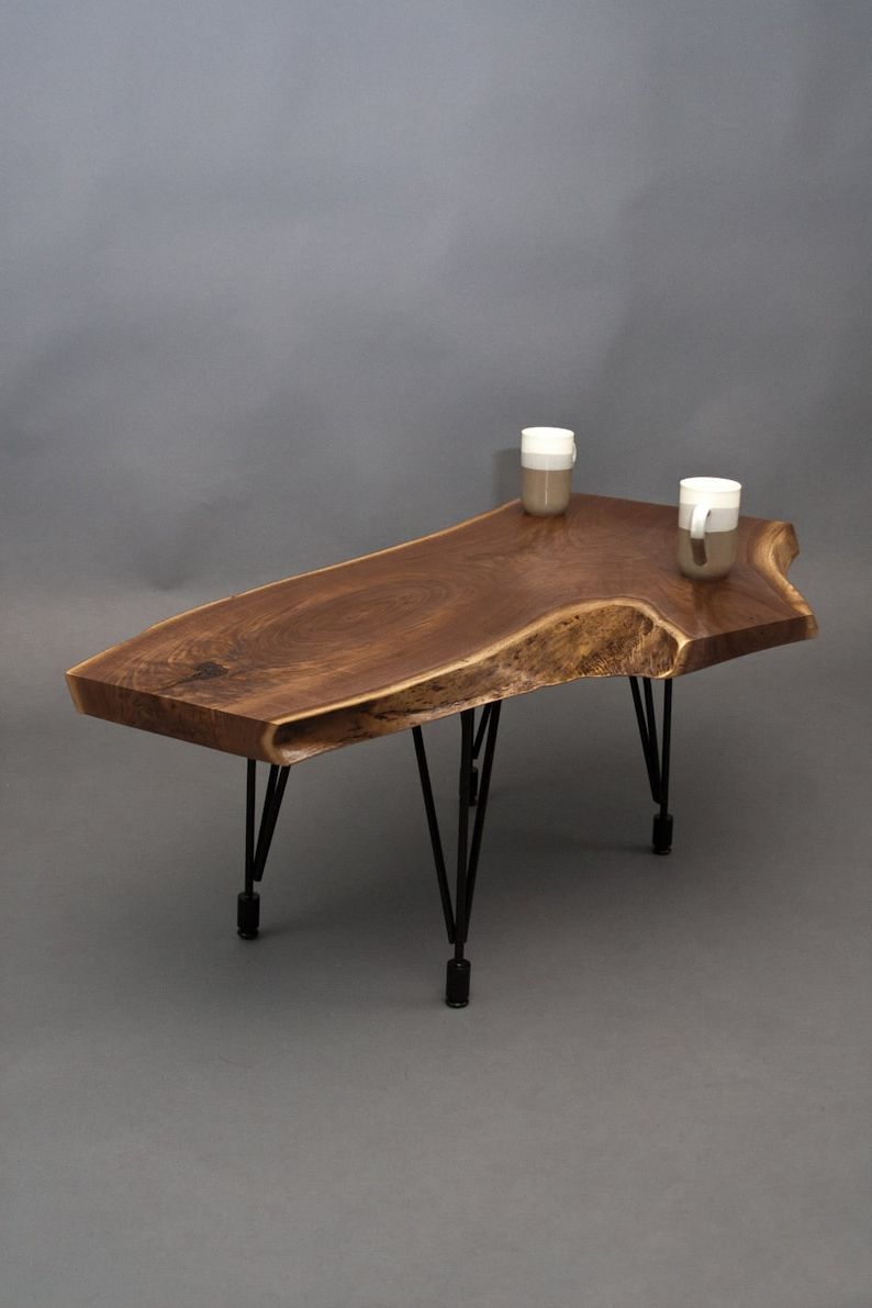 Recent Rustic Walnut Wood Coffee Tables In Black Walnut Coffee Table Natural Shape/midcentury/rustic (Gallery 6 of 20)