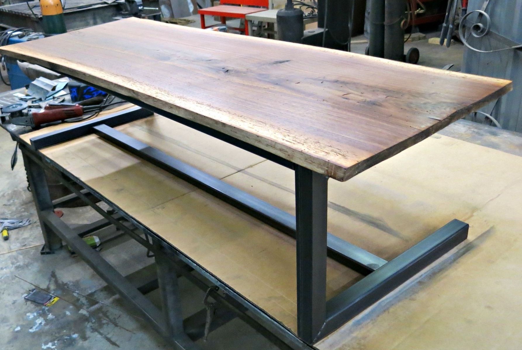 Recent Rustic Walnut Wood Coffee Tables Throughout Walnut And Steel Contemporary Coffee Table (Gallery 16 of 20)