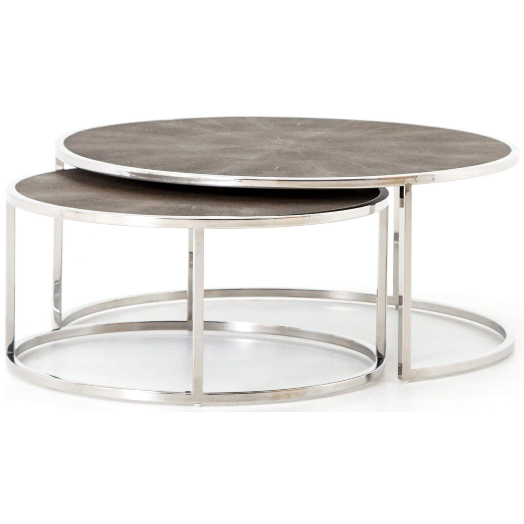 Recent Silver Stainless Steel Coffee Tables Within Shagreen Nesting Coffee Table, Stainless Steel (Gallery 3 of 20)