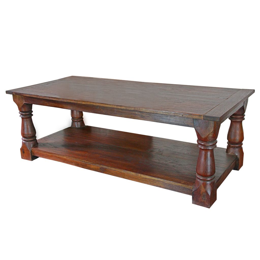 Reclaimed Teak 2 Shelf Coffee Table With Salvaged Baluster With Regard To Recent 2 Shelf Coffee Tables (View 3 of 20)