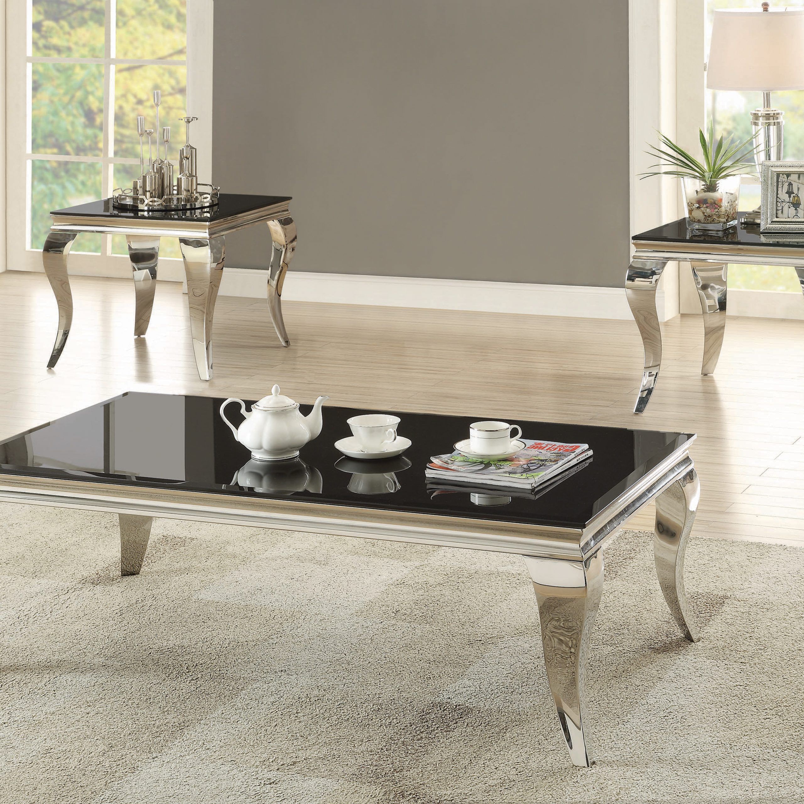 Rectangular Coffee Table Chrome And Black – Coaster Fine Fur Throughout Most Recent Chrome And Glass Rectangular Coffee Tables (Gallery 20 of 20)