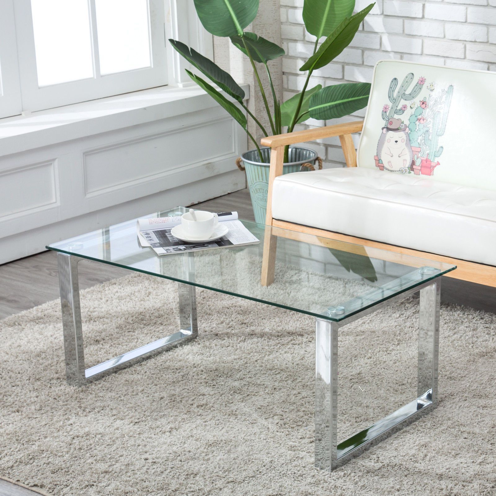 Rectangular Glass Coffee Table Side End Stainless Steel Intended For Preferred Silver Stainless Steel Coffee Tables (Gallery 2 of 20)