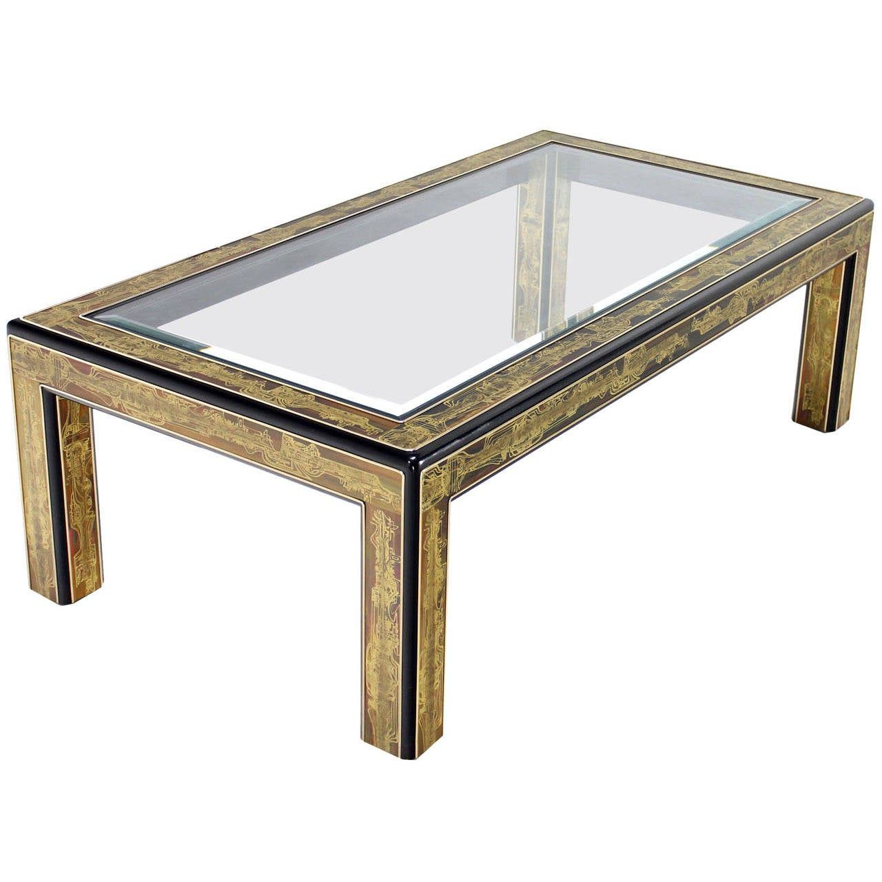 Rectangular Glass Top Brass And Wood Base Coffee Table Inside Well Known Espresso Wood And Glass Top Coffee Tables (Gallery 19 of 20)