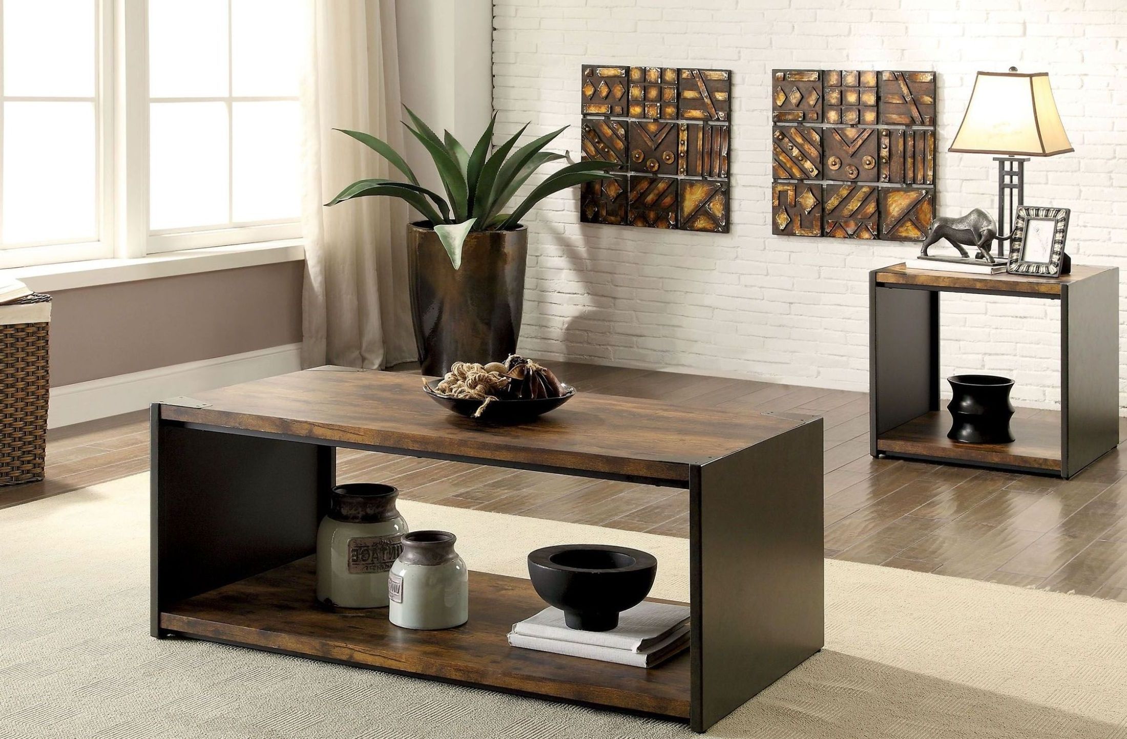 Reina Matte Black Occasional Table Set From Furniture Of Inside Preferred Square Matte Black Coffee Tables (View 12 of 20)
