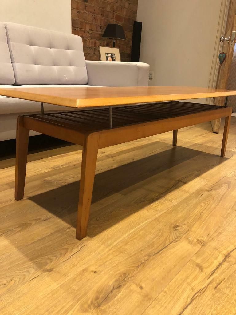 Retro Coffee Table Vintage Mid Century Teak Floating Top For Best And Newest Vintage Coal Coffee Tables (Gallery 7 of 20)