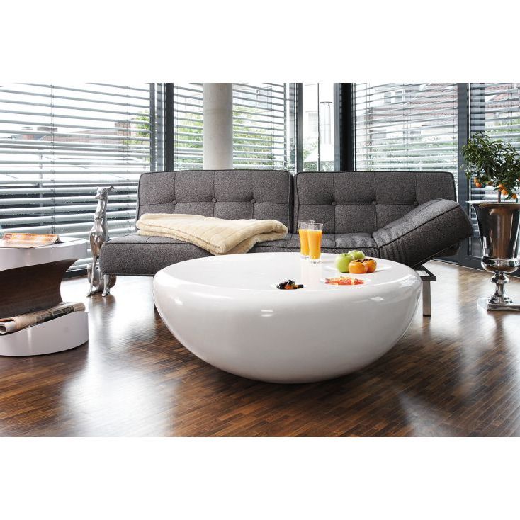 Retro Space High Gloss White Round Egg Coffee Table Intended For Preferred White Gloss And Maple Cream Coffee Tables (View 12 of 20)