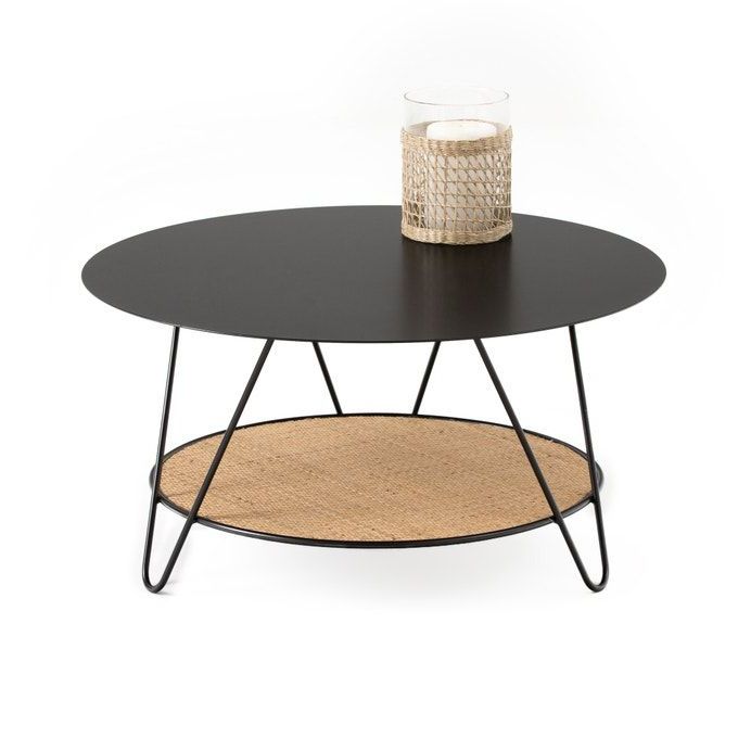 Rosali Metal & Rattan Coffee Table , Black/natural, La Throughout Trendy Natural Woven Banana Coffee Tables (Gallery 16 of 20)