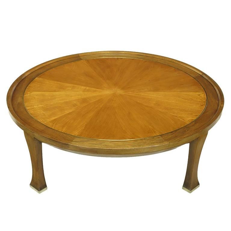 Round Baker Brass And Walnut Sunburst Coffee Table For Throughout Most Recent Antique Brass Round Cocktail Tables (View 12 of 20)