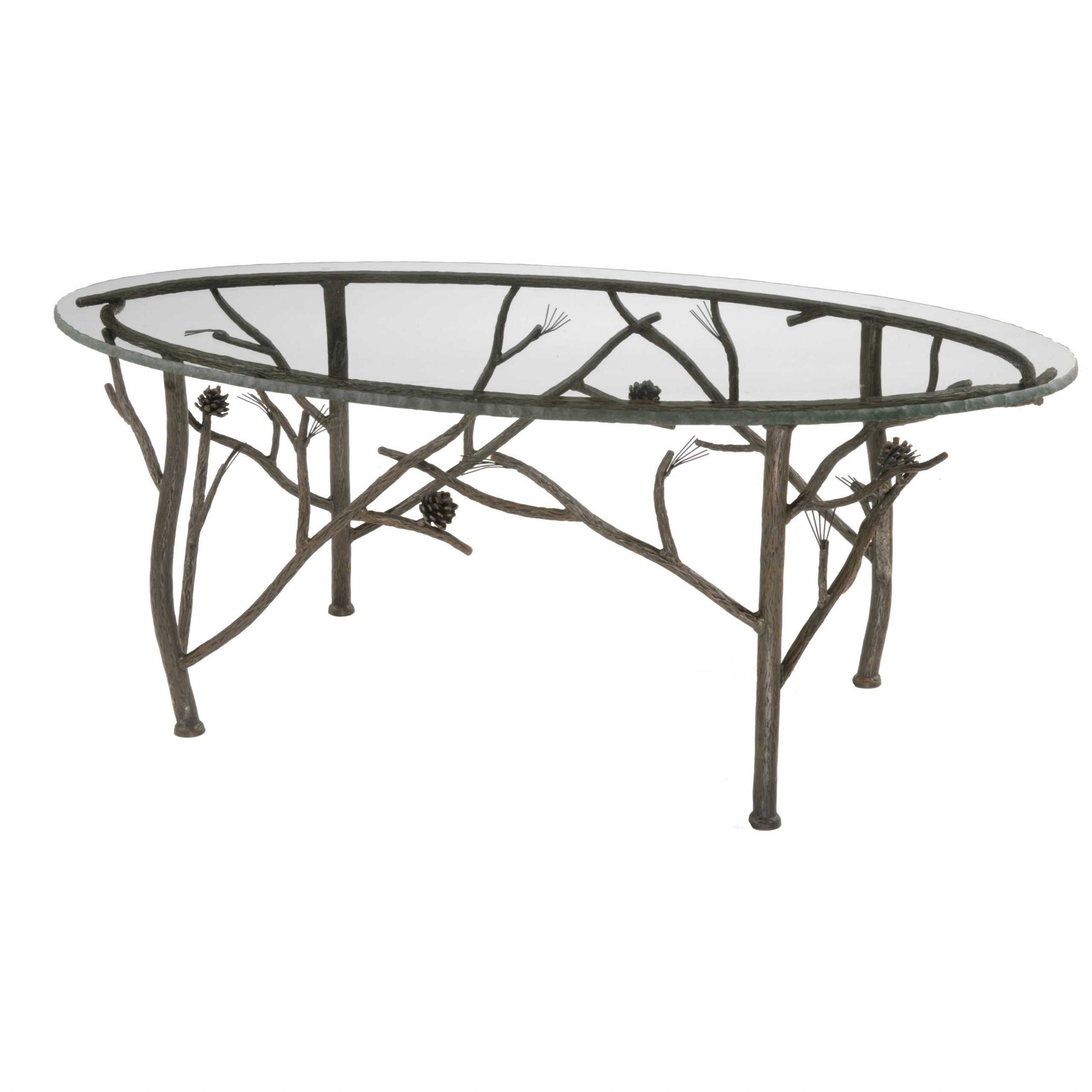 Rustic Pine Oval Coffee Table Within Most Popular Wrought Iron Cocktail Tables (View 14 of 20)