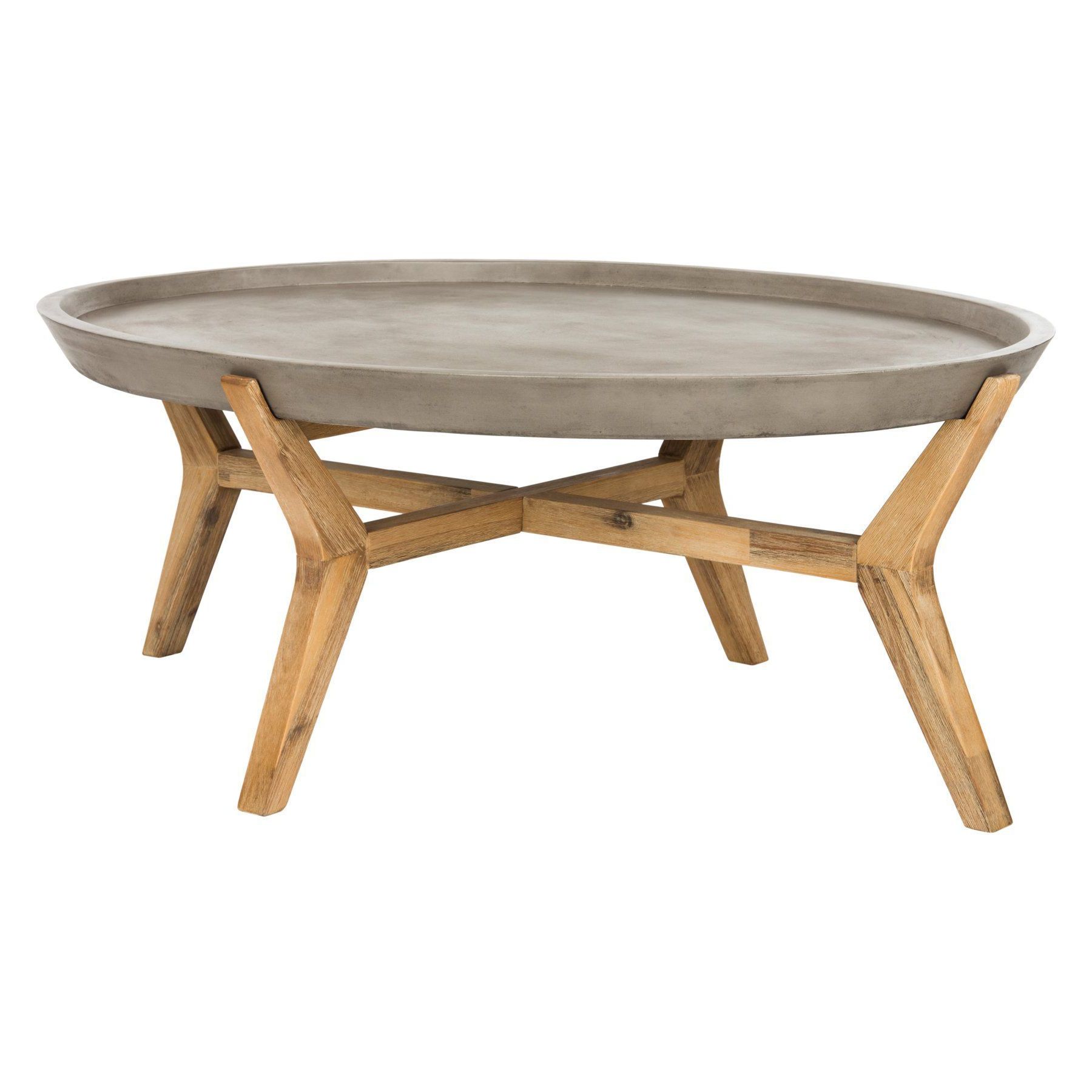 Safavieh Hadwin Modern Concrete Oval Coffee Table (with Intended For Current Modern Concrete Coffee Tables (Gallery 13 of 20)