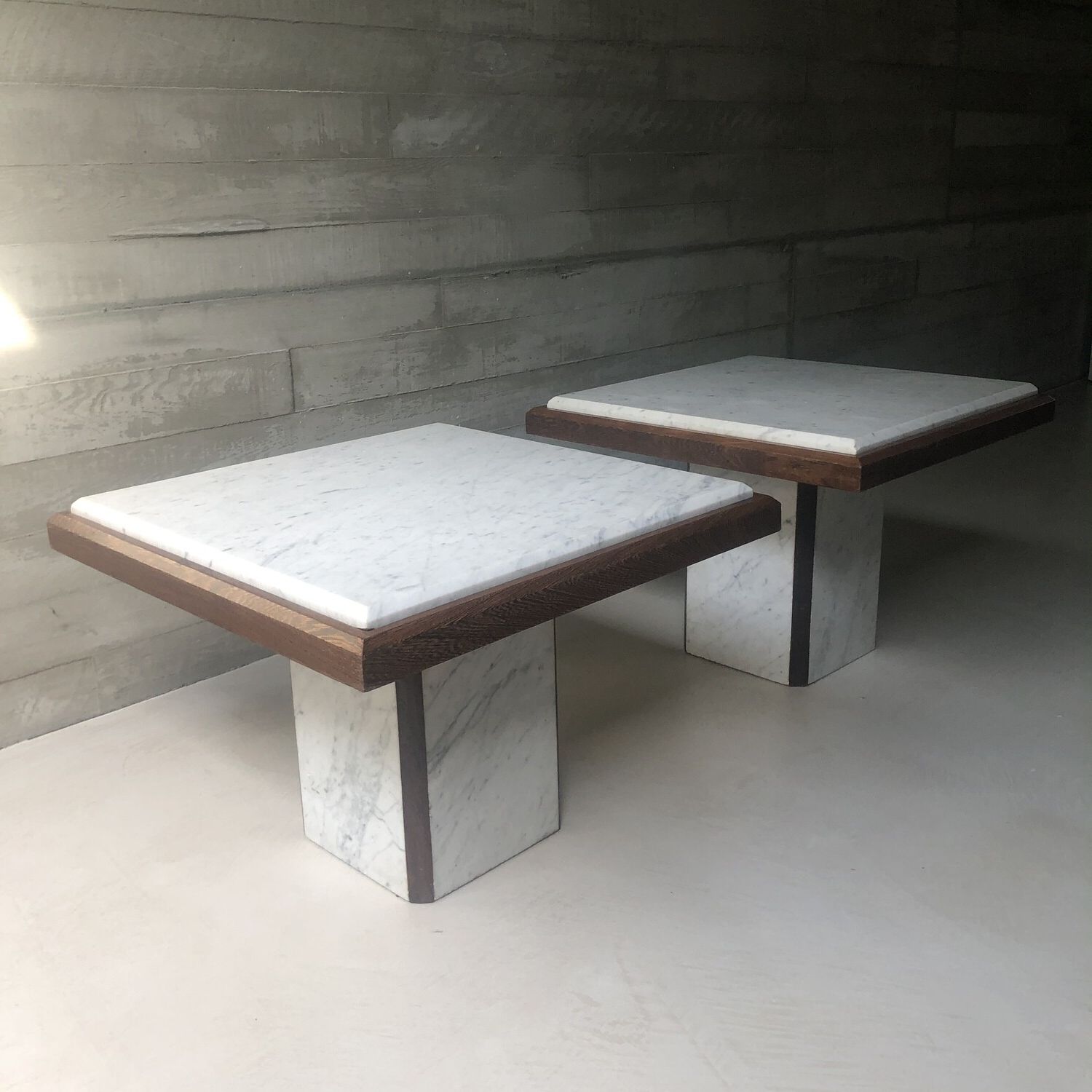 Set Of Two Marble And Wood Coffee Tables Pertaining To Preferred Marble Coffee Tables Set Of 2 (Gallery 1 of 20)