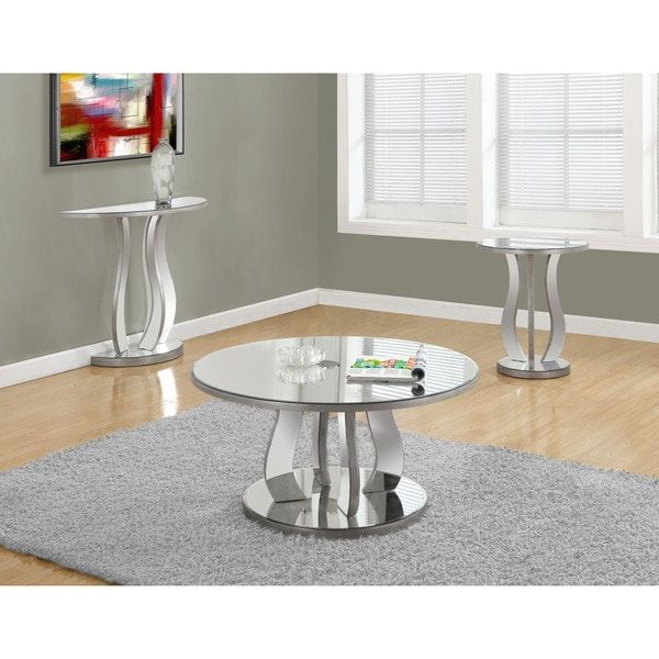 Shop 20 Inch Brushed Silver Mirror End Table – Free In Fashionable Silver Mirror And Chrome Coffee Tables (View 9 of 20)