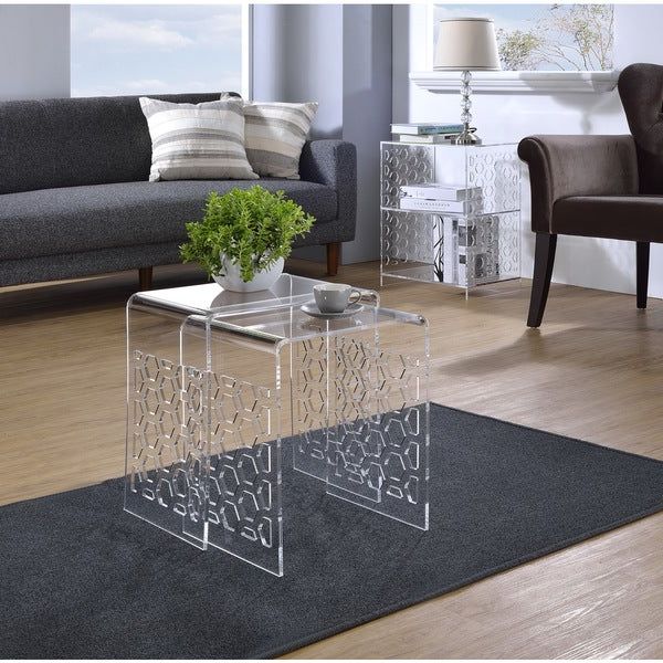Shop Acrylic Honeycomb Nesting Tables  Set Of 2 Pertaining To Latest Silver And Acrylic Coffee Tables (View 17 of 20)