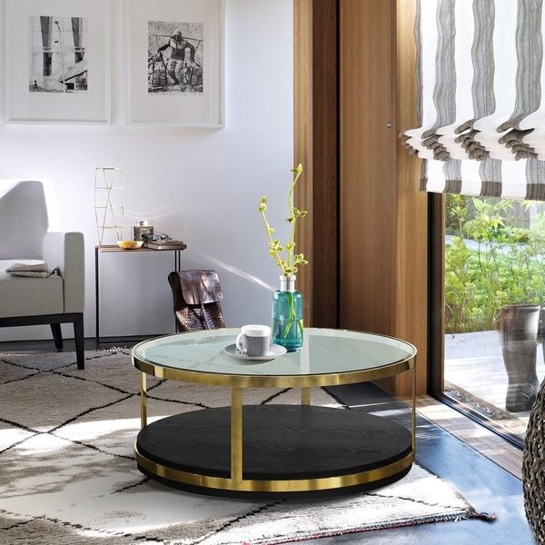 Shop Armen Living Hattie Contemporary Coffee Table In Within Widely Used Black And Gold Coffee Tables (View 11 of 20)