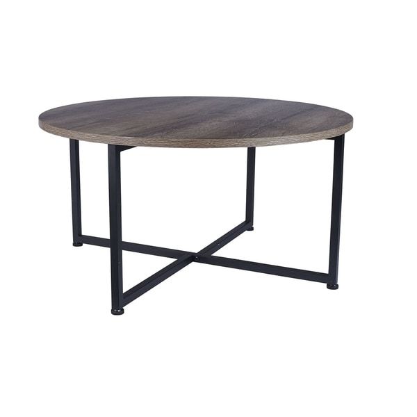 Shop Carbon Loft Cartwright Distressed Ash Grey Finished Inside Famous Gray Wood Black Steel Coffee Tables (View 13 of 15)